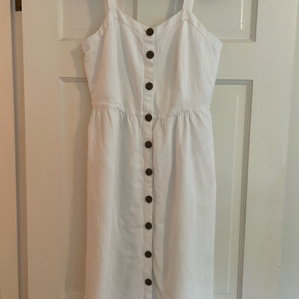 LOFT White Ruffled Sundress Spaghetti Strap